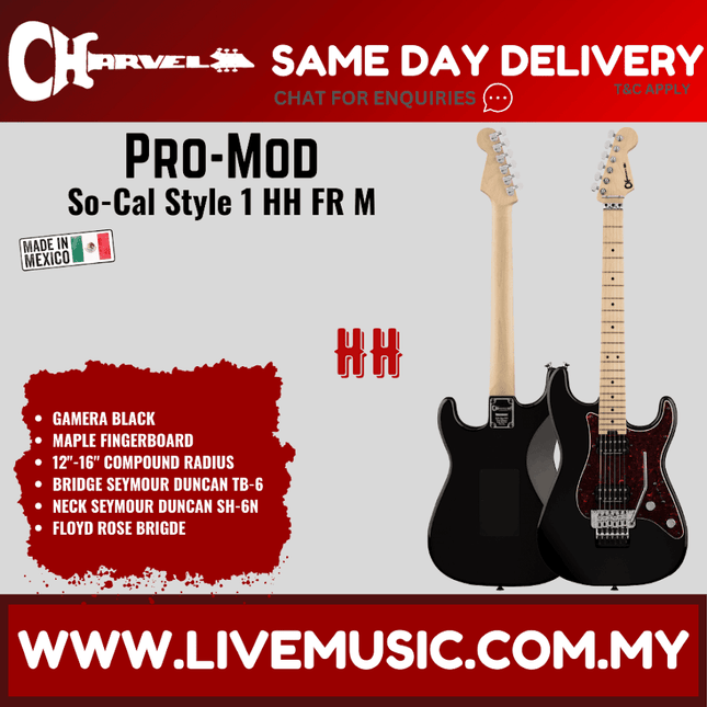 Charvel Pro-Mod So-Cal Style 1 HH FR M Electric Guitar, Maple FB, Gamera Black