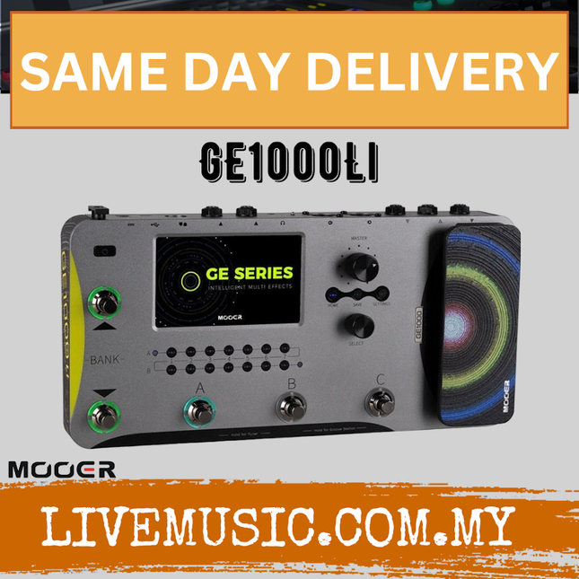 Mooer GE1000Li Guitar Amp Modelling and Multi Effects Pedal w/Touch Screen & Built In Battery ( GE1000Li GE-1000Li )