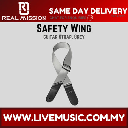 Real Mission Safety Wings Guitar Strap - Black / Blue / Green / Grey / Orange / Pink