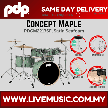 PDP by DW CM7 Concept Maple Shell Pack - 7-piece with Zildjian ILHPRO Cymbals - (PDCM2217)