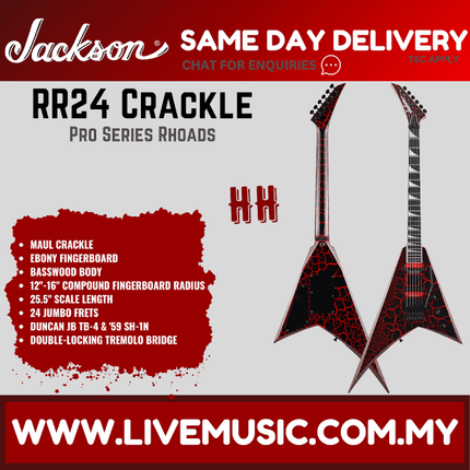 Jackson Pro Series Rhoads RR24 Electric Guitar, Ebony FB, Maul Crackle