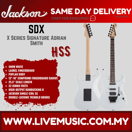 Jackson SDX Adrian Smith X-Series Signature Electric Guitar Rosewood Fretboard - Snow White