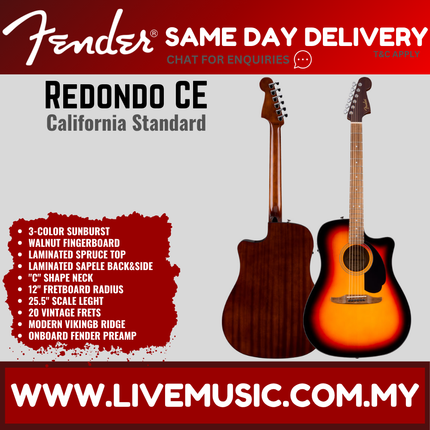 Fender California Standard Redondo CE Acoustic Guitar w/Ivory Pickguard / And w/Black Pickguard