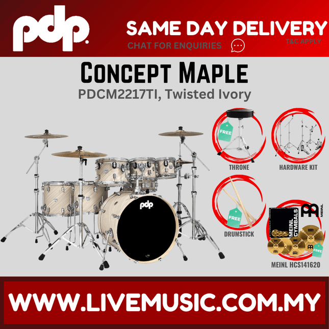 PDP by DW CM7 Concept Maple Shell Pack - 7-piece With HCS141620 Cymbals - (PDCM2217)