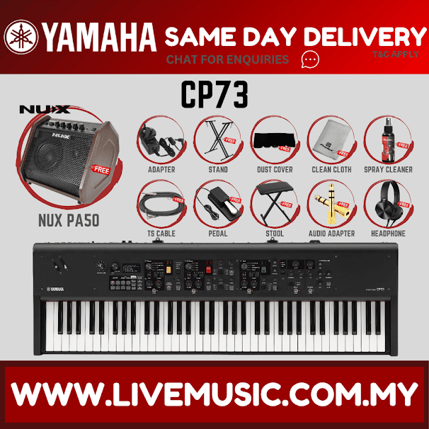 Yamaha CP73 73-key Stage Piano w/Nux PA50 Amplifier, Headphone, Keyboard Stand, Bench, Sustain Pedal ( CP 73 / CP-73 )