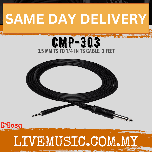 Hosa CMP-303 Cable 3.5mm TS - 1/4inch TS, 3ft (CMP303/CMP 303)