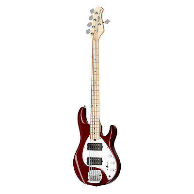 Sterling Ray5HH Stingray 5-String Electric Bass Guitar Maple Fretboard - Candy Apple Red (Ray5 HH/Ray5)