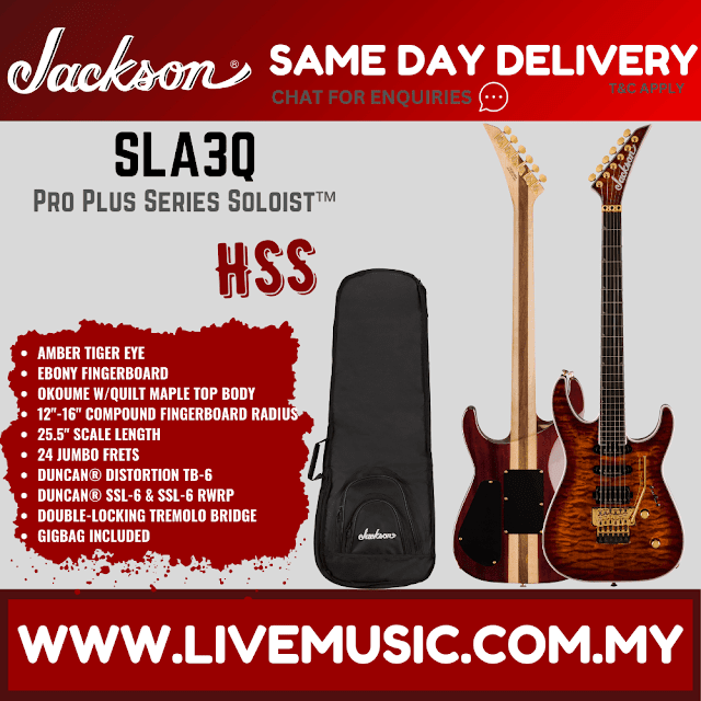 Jackson Pro Plus Series Soloist SLA3Q Electric Guitar, Ebony FB (SLA 3Q SLA-3Q)