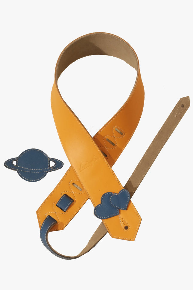 Livingston DSLOR-25 2.5inch Deluxe Swappable Leather Guitar Strap, Orange ( DSLOR 25 DSLOR25 )