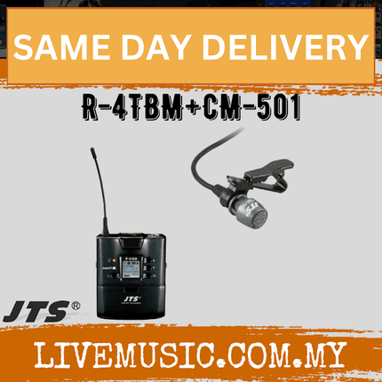 JTS R-4TBM+CM-501 R-4 Series Metal Bodypack Transmitter + Lavalier Microphone (R4TBM+CM501)