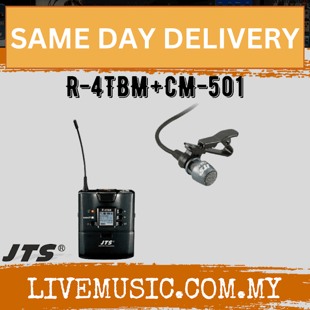 JTS R-4TBM+CM-501 R-4 Series Metal Bodypack Transmitter + Lavalier Microphone (R4TBM+CM501)