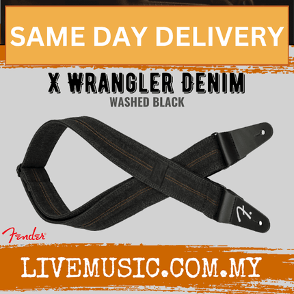 Fender X Wrangler Denim Guitar Straps, Washed Black