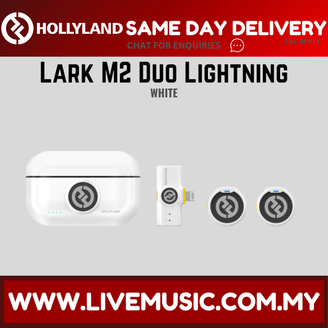 Hollyland Lark M2 Duo Lightning 2.4GHz Wireless Microphone System ( M 2 / M-2 ) - White