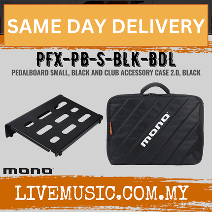 MONO Pedalboard Small, Black + Club Accessory Case 2.0 - Black (PFX-PB-S-BLK-BDL)