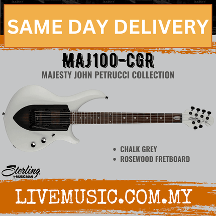 Sterling John Petrucci Majesty MAJ100 Electric Guitar, Rosewood Fretboard - Chalk Grey (MAJ 100/MAJ-100)