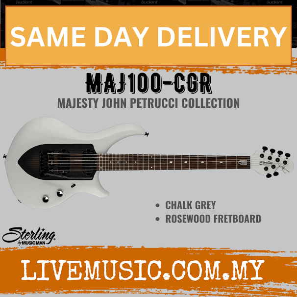 Sterling John Petrucci Majesty MAJ100 Electric Guitar, Rosewood Fretboard - Chalk Grey (MAJ 100/MAJ-100)