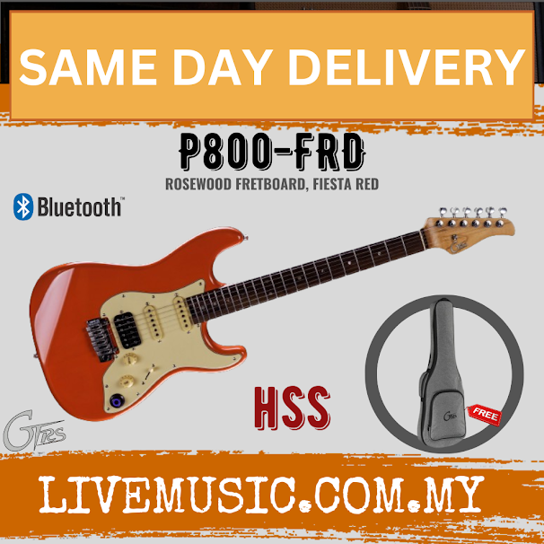 GTRS P800-FRD HSS Series Intelligent Electric Guitar,Rosewood FB - Fiesta Red