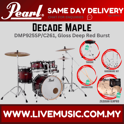 Pearl Decade Maple DMP925SP/C 5-Piece Drum Set with Zildjian ILHPRO Cymbals Set and Hardware