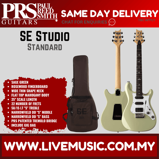 PRS SE Studio Standard Electric Guitar w/GigBag, Rosewood FB, Sage Green
