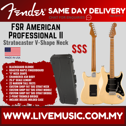 Fender FSR American Professional II Stratocaster V Electric Guitar, Maple FB, Blackguard Blonde