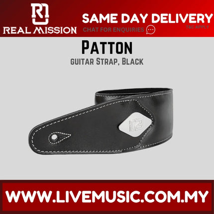 Real Mission Patton Wholesale Adjustable Leather Guitar Strap - Black / Red / Brown