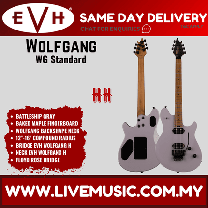 EVH Wolfgang WG Standard Electric Guitar, Baked Maple FB, Battleship Gray