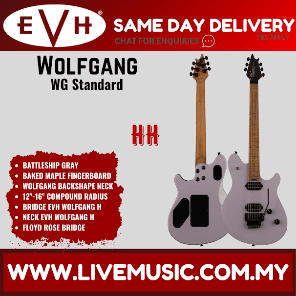 EVH Wolfgang WG Standard Electric Guitar, Baked Maple FB, Battleship Gray