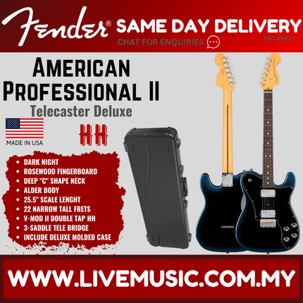 Fender American Professional II Telecaster Deluxe Electric Guitar, Rosewood Fretboard - Dark Night