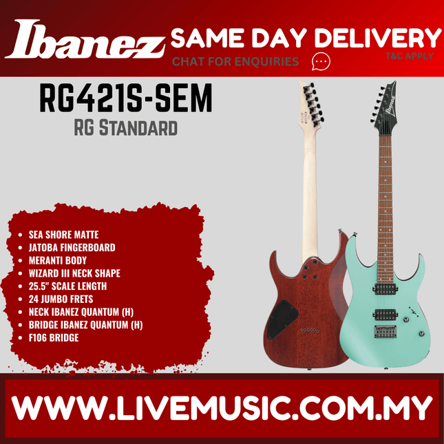 Ibanez RG421S-SEM RG Standard Series Electric Guitar - Sea Shore Matte ( RG421SSEM/ RG421S SEM)