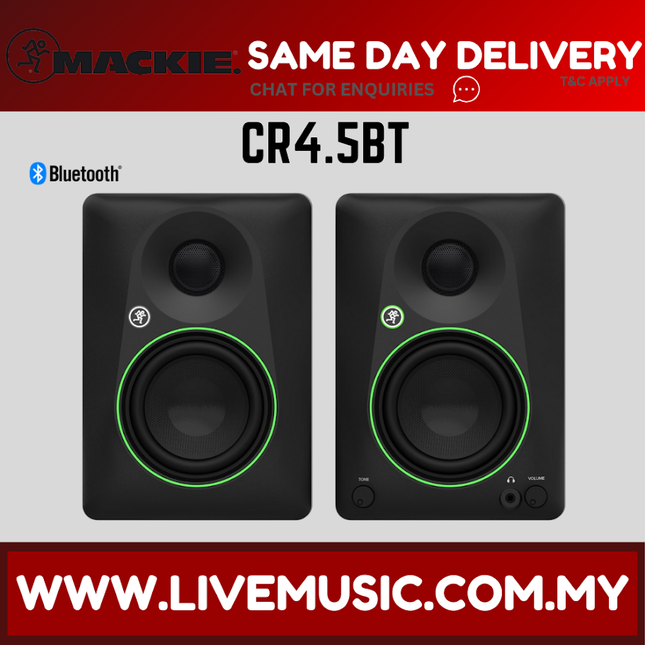 Mackie CR4.5BT 4.5? Powered Studio Monitors With Tone Control and Bluetooth, Pair ( CR45BT CR45 )