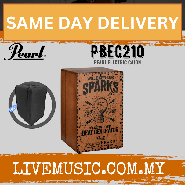 Pearl PBEC210 Electronic Crate Style Cajon with Bag - Willie Seymour Sparks Graphic Finish (PBE-C210)