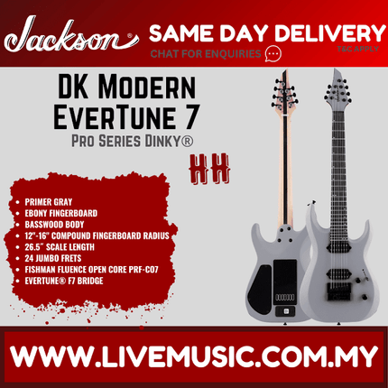 Jackson Pro Series Dinky DK Modern EverTune 7-string Electric Guitar, Ebony FB, Primer Gray