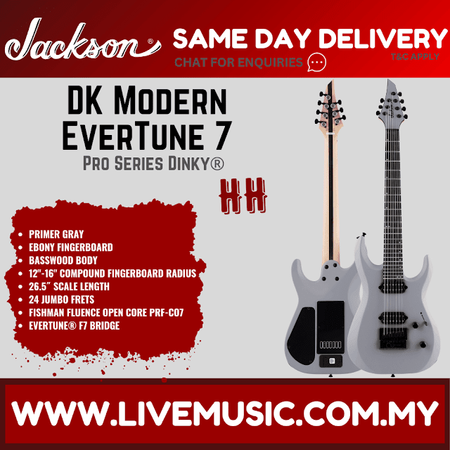 Jackson Pro Series Dinky DK Modern EverTune 7-string Electric Guitar, Ebony FB, Primer Gray