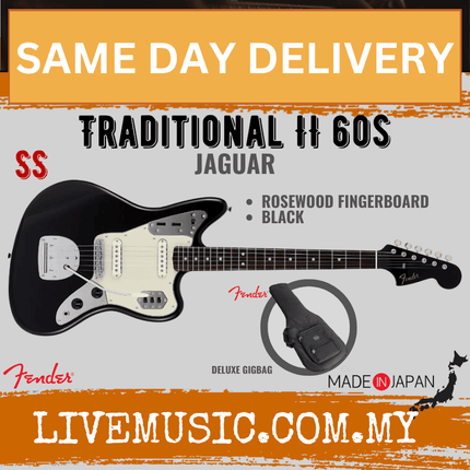 Fender Japan Traditional II 60s Jaguar Electric Guitar, Rosewood Fretboard - Black / 3-Color Sunburst