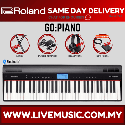 Roland GO PIANO - 61 Keys Digital Piano With Keyboard Stand, Note Stand and Adapter ( GO-61P / GO-PIANO / GOPIANO )