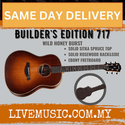 Taylor Builder's Edition 717 V-Class Grand Pacific Acoustic Guitar w/Case, Wild Honey Burst Top