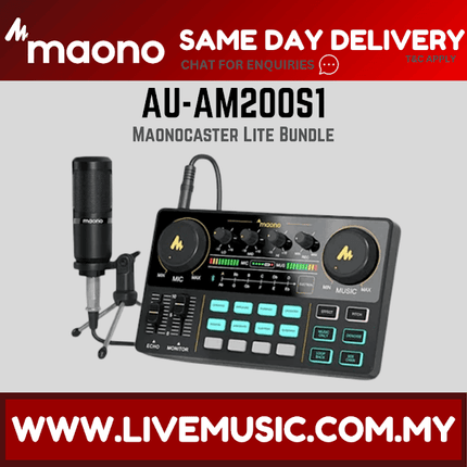 MAONO MAONOCASTER Lite AU-AM200S1 Single Mic Bundle: All-In-One Podcast Production Studio with 1x Large Diaphragm Mic
