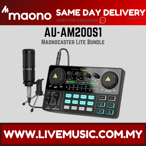 MAONO MAONOCASTER Lite AU-AM200S1 Single Mic Bundle: All-In-One Podcast Production Studio with 1x Large Diaphragm Mic
