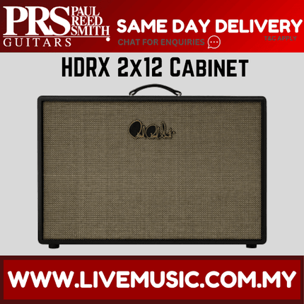 PRS HDRX 2x12 guitar amplifier cabinet, tan mesh grille with top handle