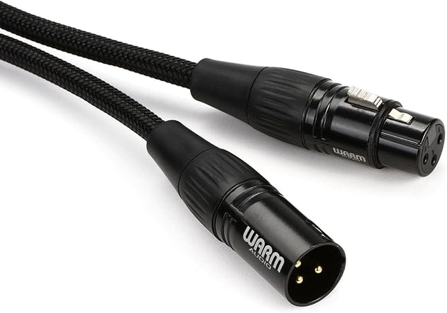 Black braided XLR cable with XLR female and male connectors