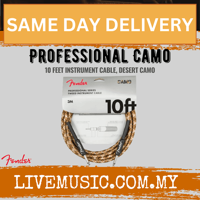 Fender Professional Series Instrument Cable, 10ft Straight/Straight, Desert Camo