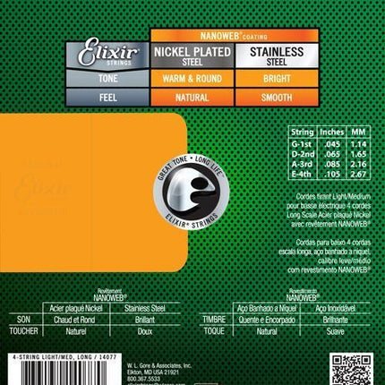 Elixir 14102 Nanoweb Heavy Long Scale Electric Bass Strings (.050-.105)