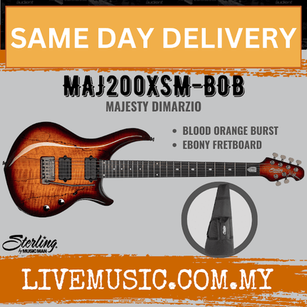 Sterling MAJ200XSM-BOB John Petrucci Majesty Series Electric Guitar, Blood Orange Burst ( MAJ200XSMBOB MAJ200XSM BOB )