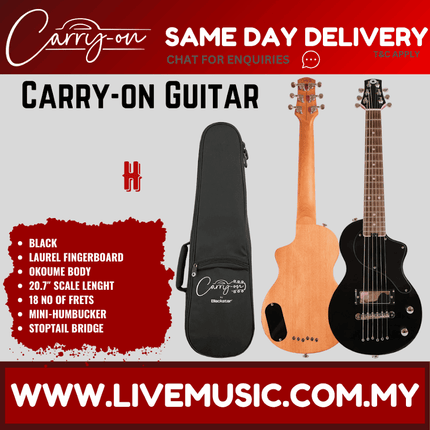 Blackstar Carry-On Travel Size Electric Guitar - Jet Black ( Carry On / CarryOn )