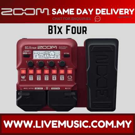 Zoom B1X FOUR Bass Multi-effects Processor with Expression Pedal (B1XFOUR/B1X-FOUR) Replacing B1xon
