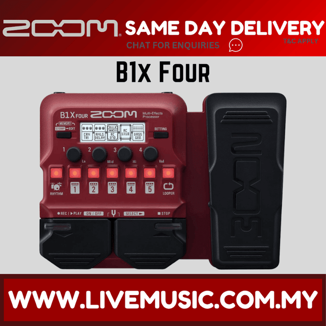 Zoom B1X FOUR Bass Multi-effects Processor with Expression Pedal (B1XFOUR/B1X-FOUR) Replacing B1xon