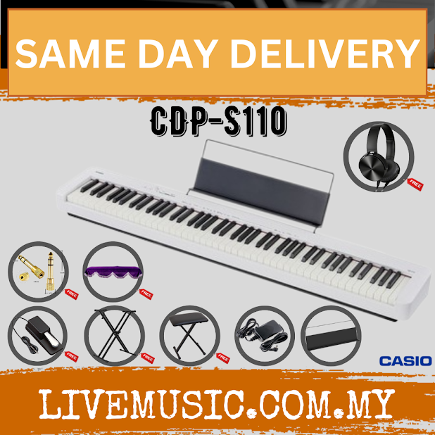Casio CDP-S110 88-key Digital Piano & Headphone - White ( CDPS110 / CDP S110) Replace CDP-S100/CDPS100