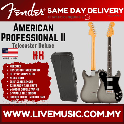 Fender American Professional II Telecaster Deluxe Electric Guitar, Rosewood Fretboard - Mercury