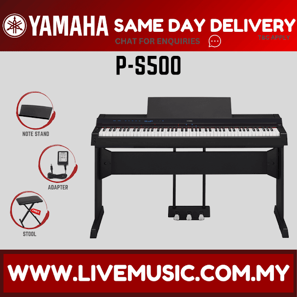 Yamaha P-S500 88-Keys Digital Piano With Piano Bench, Headphone, Piano Bag And Accessories - Black ( PS500 / P S500 )