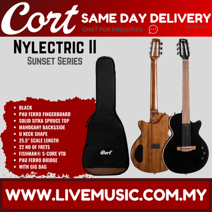 Cort Sunset Nylectric II Classical-Electro Guitar-Black